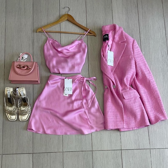 Zara Pink Satin Effect Mini Skirt - Picture 17 of 17